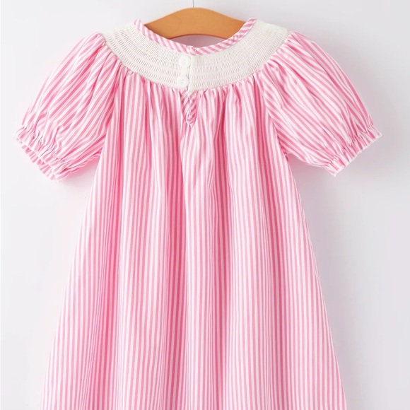 Charming Pink Striped Kids Dress with Ice Cream Detail - Picture 4 of 6